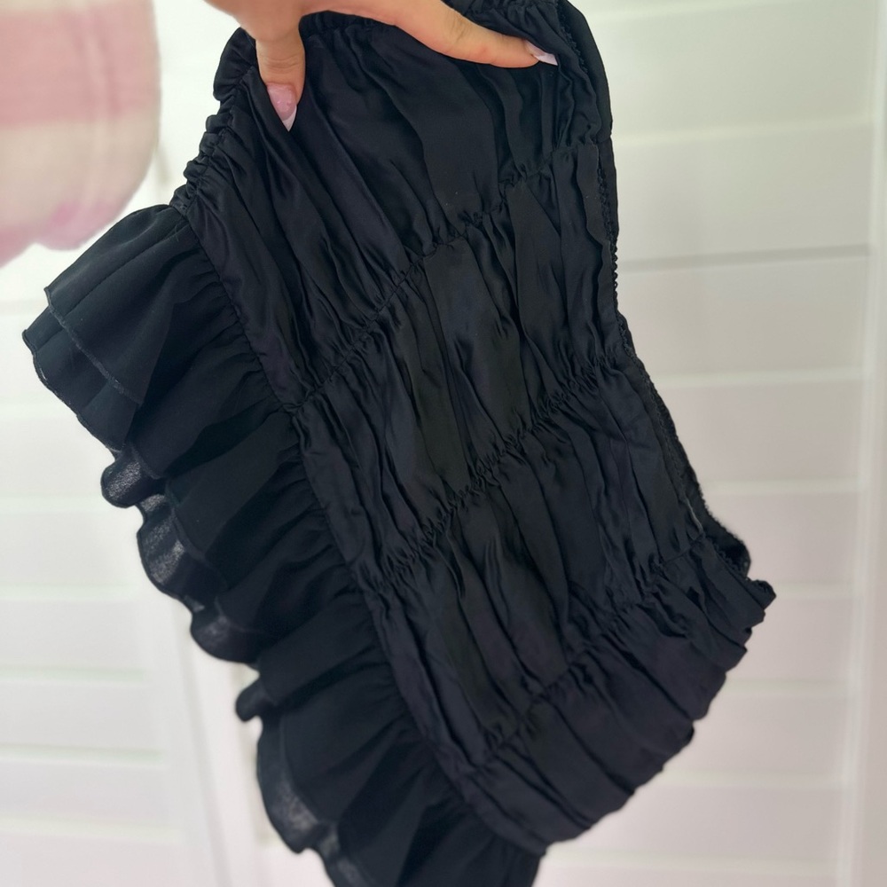 Danielle Guizio Black Ruffled Mini Skirt